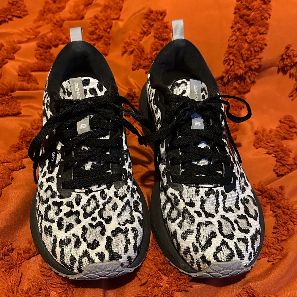 Brooks Women's Black and White Leopard Print Sneakers